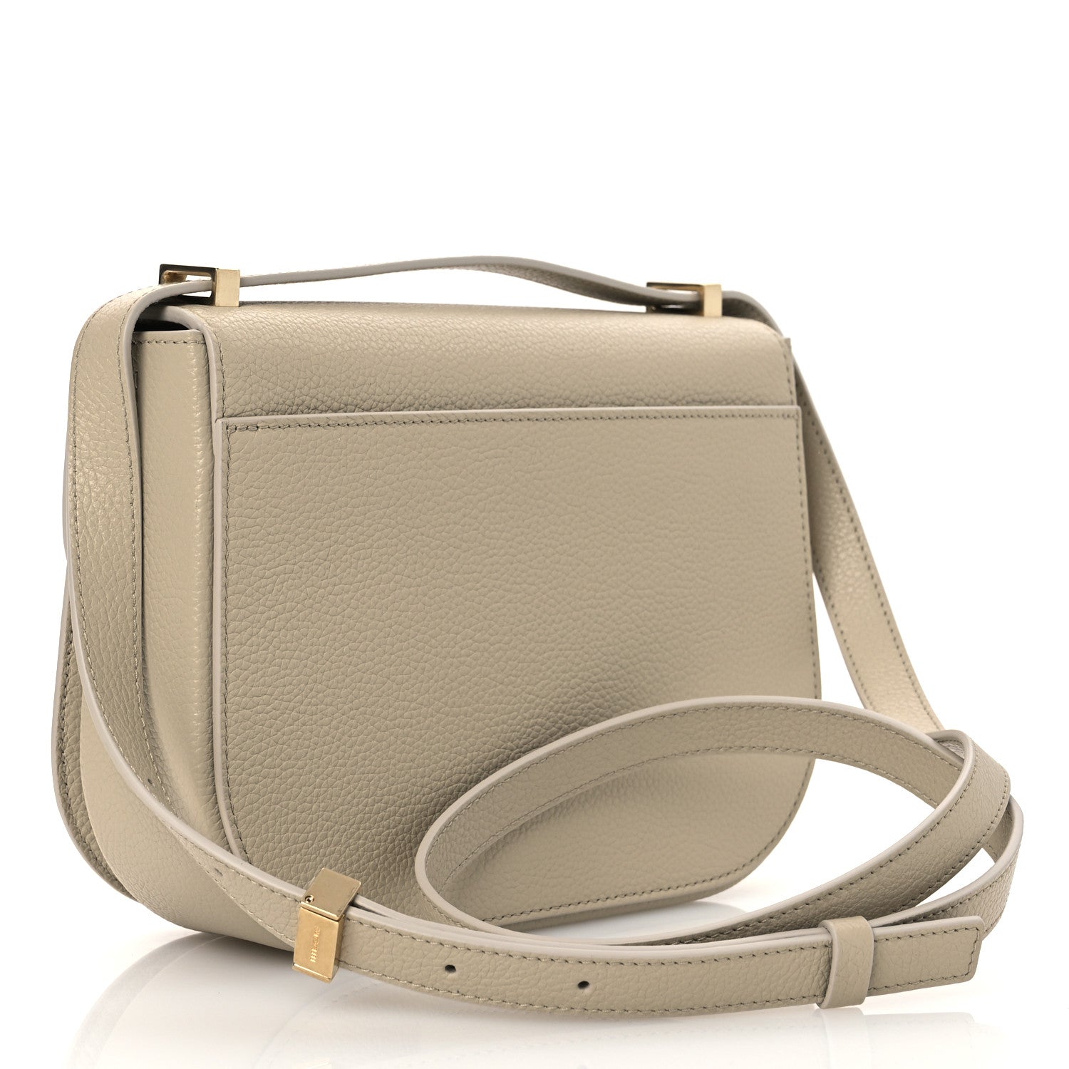 Grained Calfskin Double Gancini Crossbody Stone