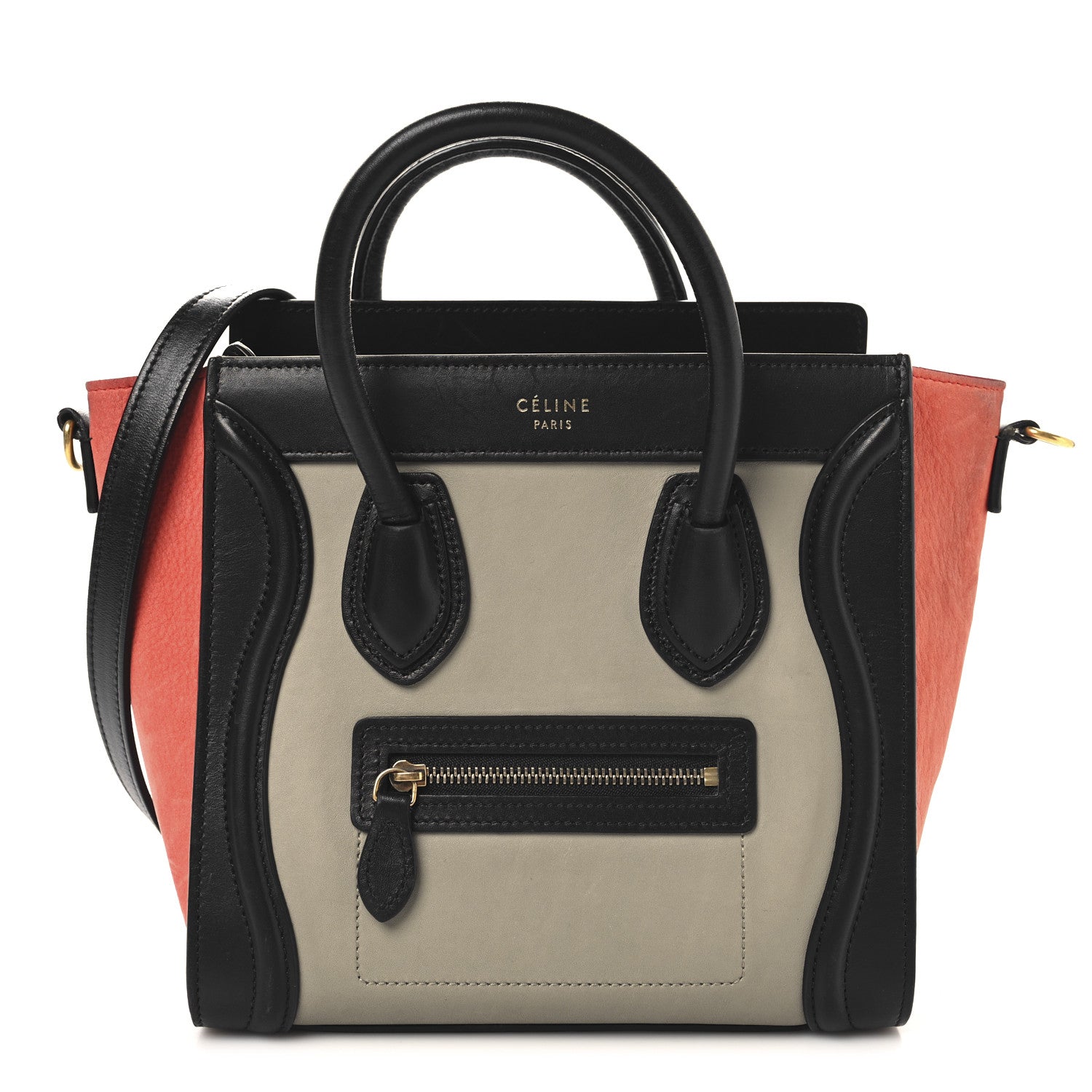 Smooth Calfskin Nubuck Nano Tri-Color Luggage Beige