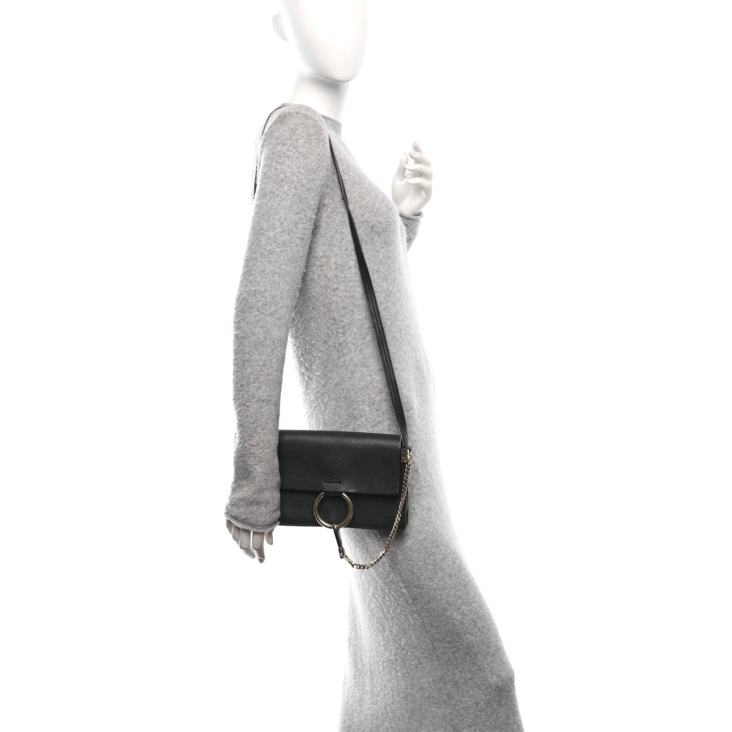 Calfskin Mini Faye Shoulder Bag Black
