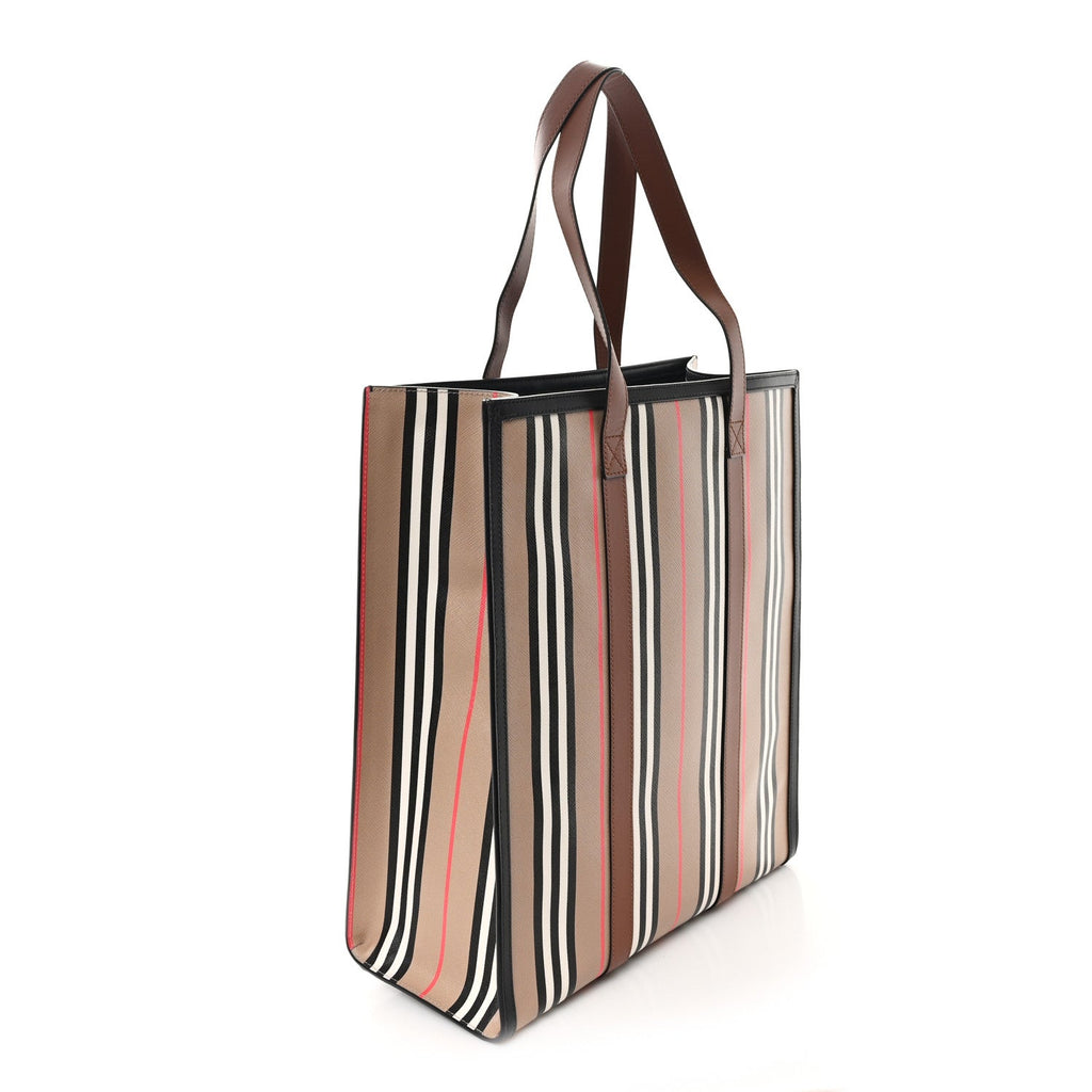 E-Canvas Stripe Book Tote Tan Archive Beige