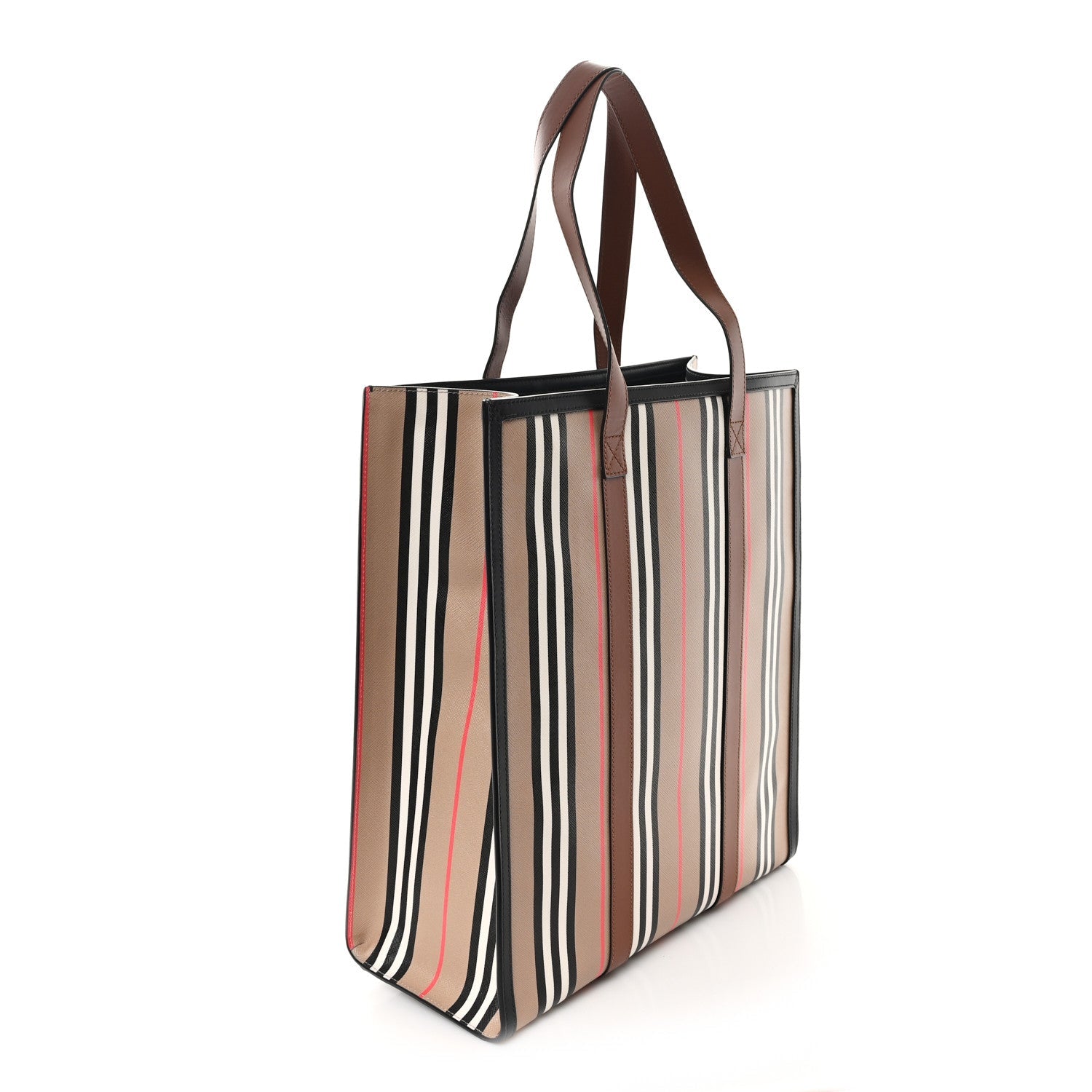 E-Canvas Stripe Book Tote Tan Archive Beige