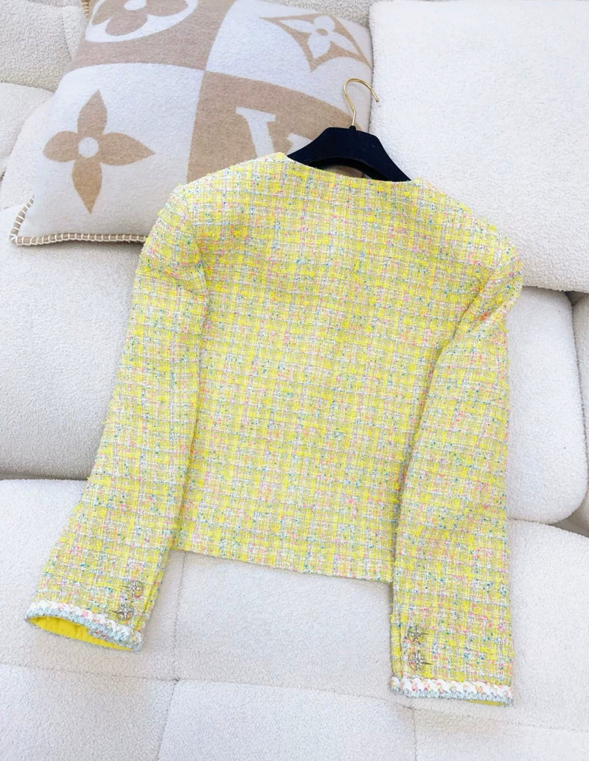 Chanel 24C Yellow Tweed Jacket size 38
