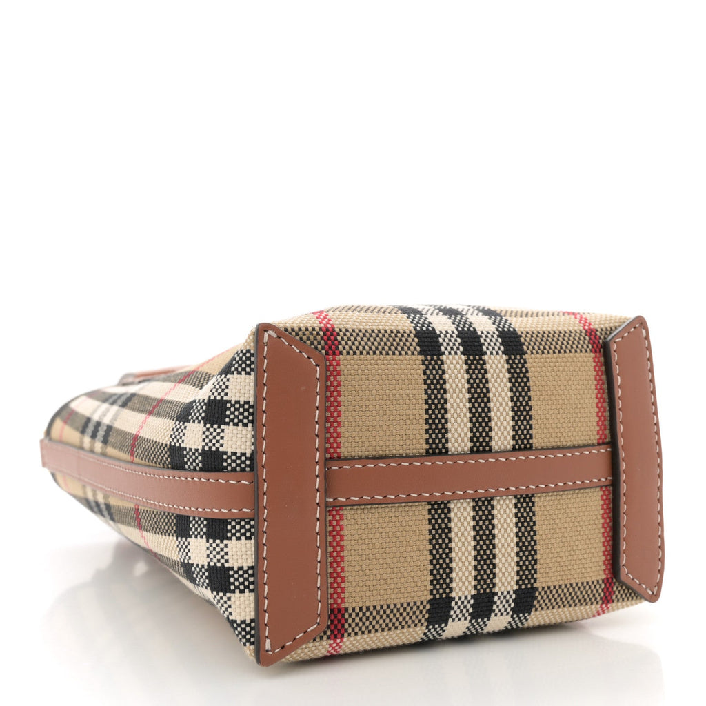 Cotton Calfskin Vintage Check Mini London Tote Bag Archive Beige