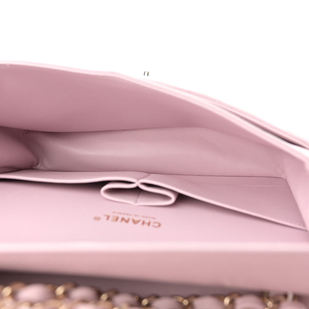 Caviar Quilted Medium Double Flap Light Pink
