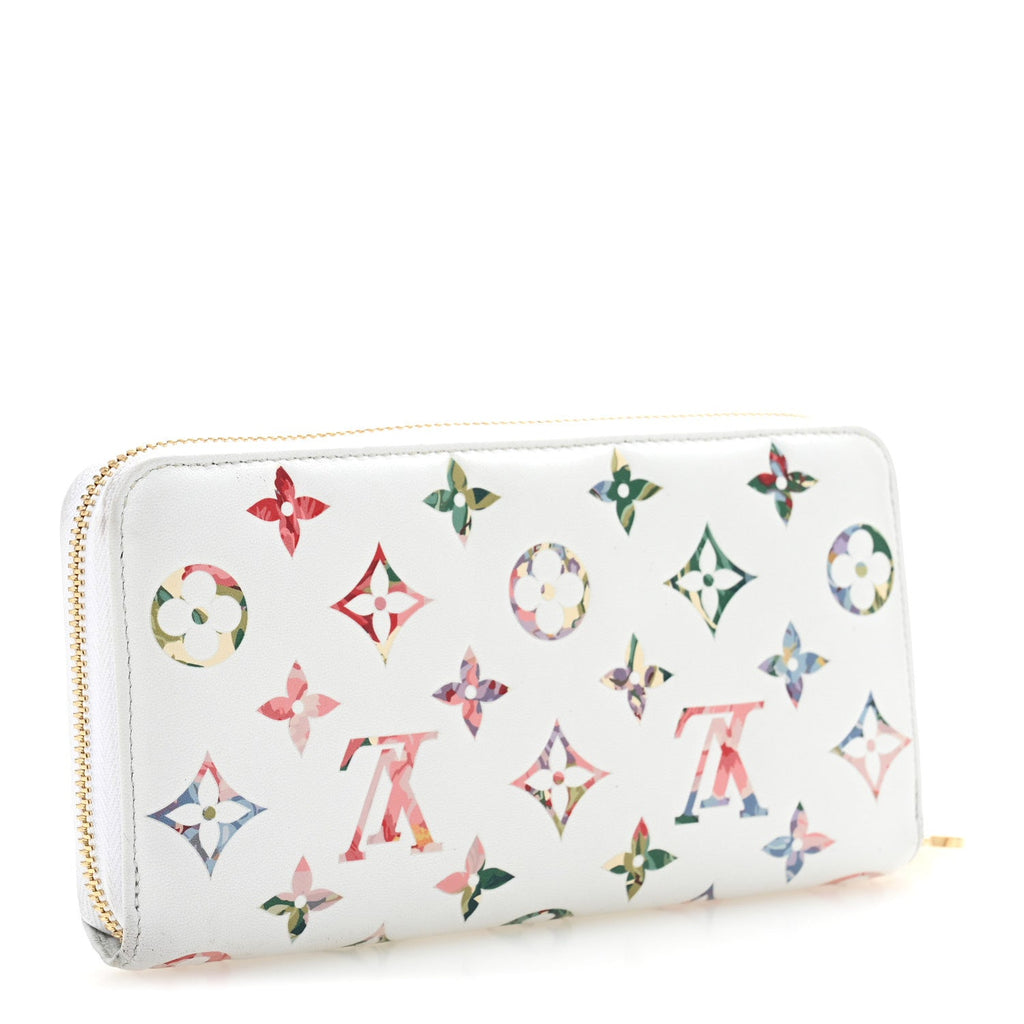 Lambskin Embossed Monogram LV Garden Coussin Zippy Wallet Cream