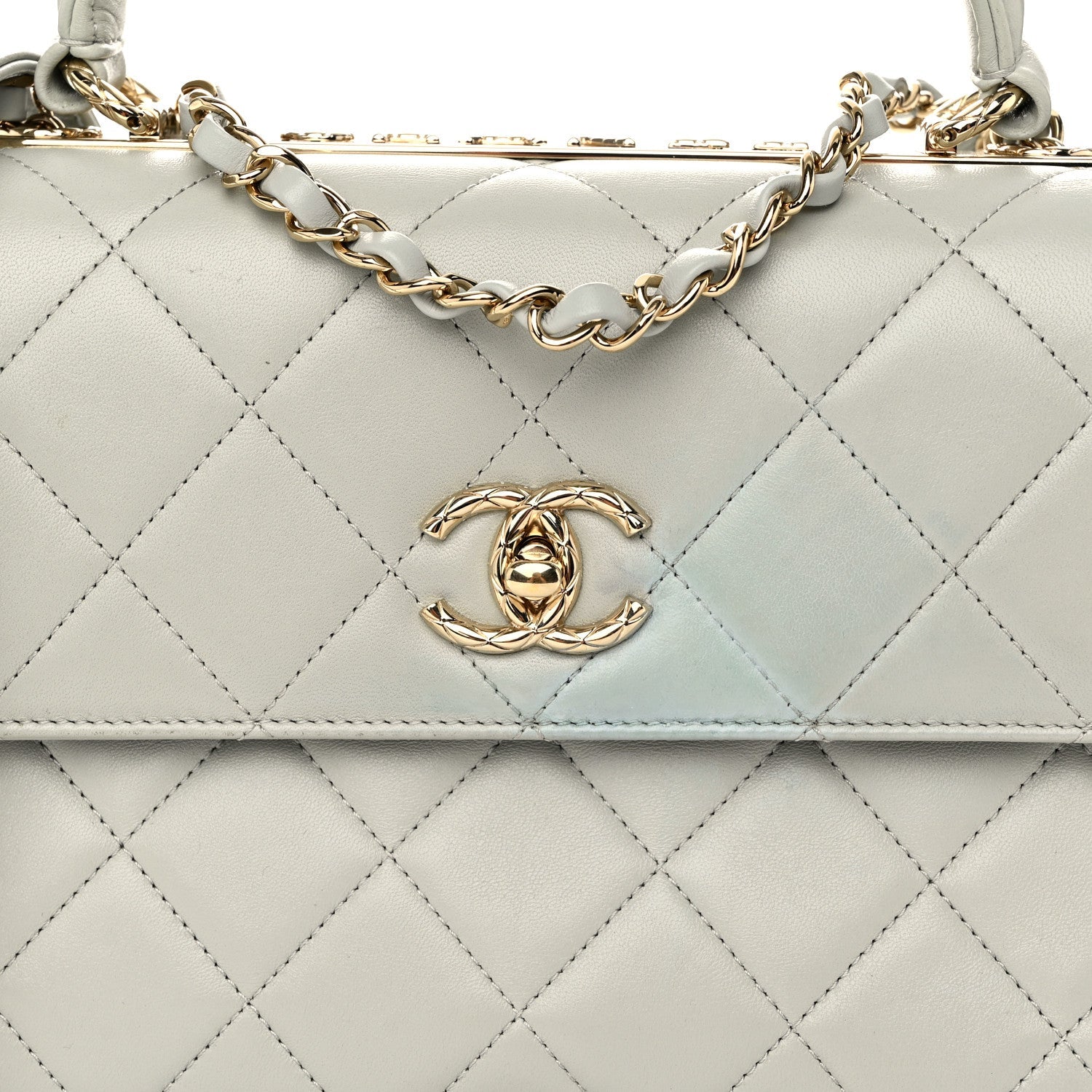 Lambskin Quilted Small Trendy Chain CC Flap Dual Handle Bag Light Blue