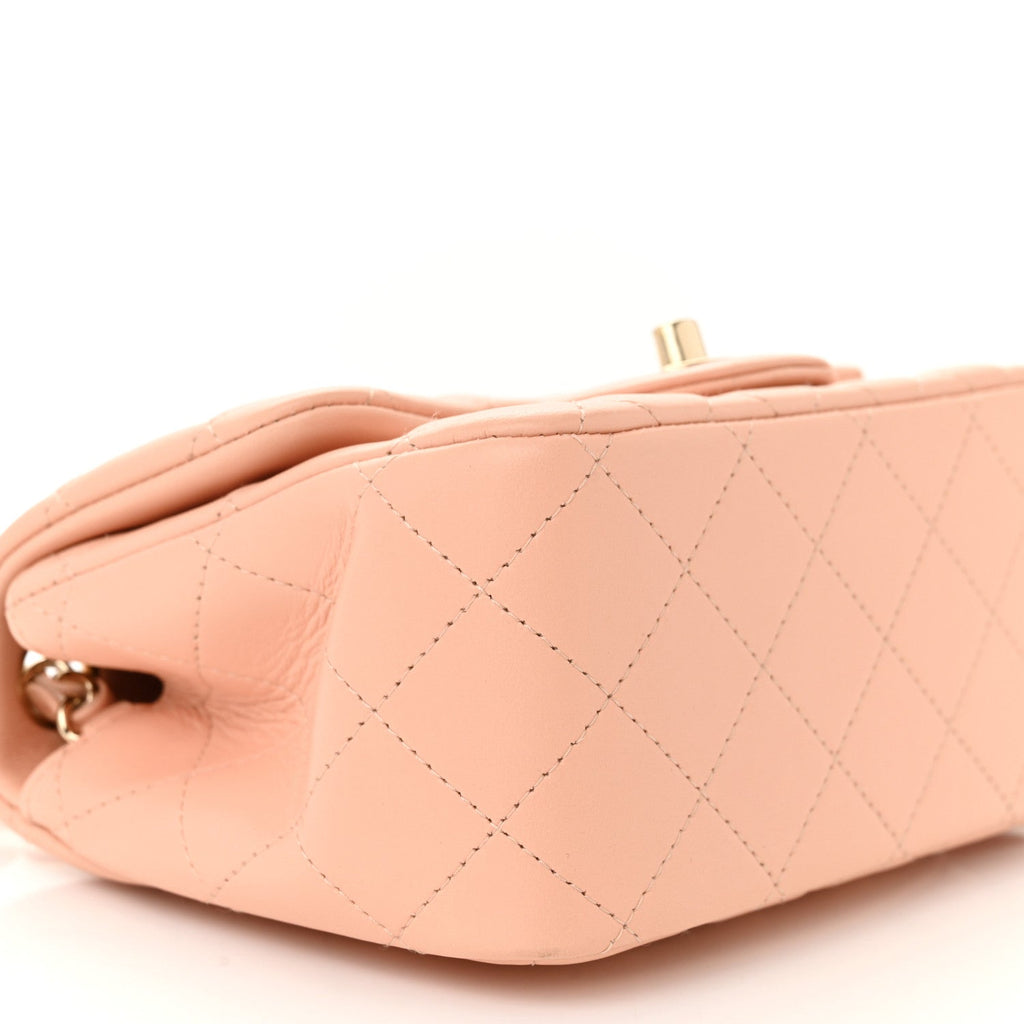 Lambskin Quilted Mini Square Flap Light Pink