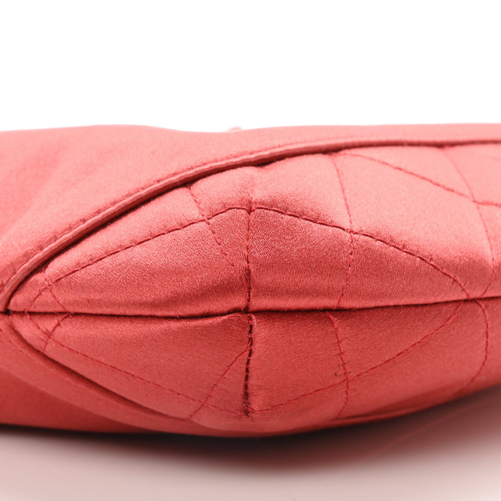 Satin Quilted CC Chain Hobo Red
