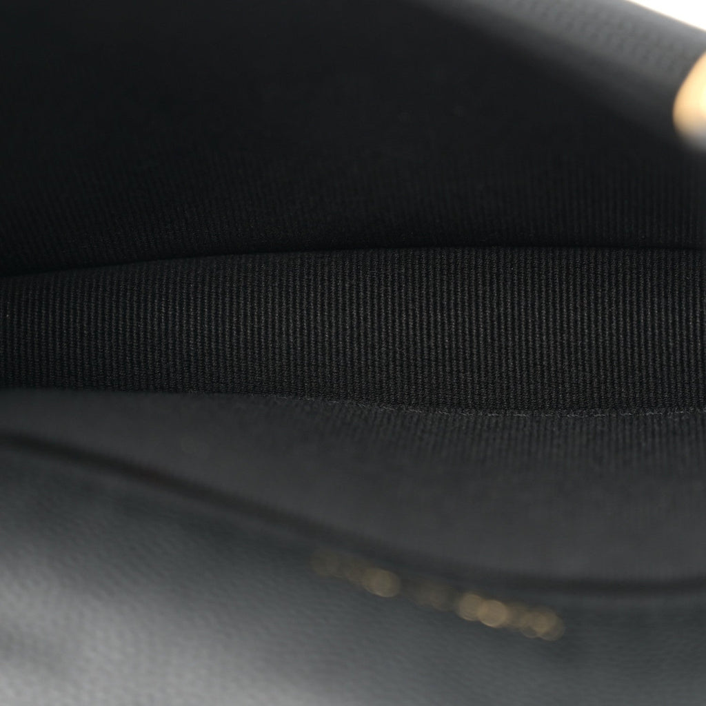 Caviar Quilted Pocket Twins Clutch With Chain Black