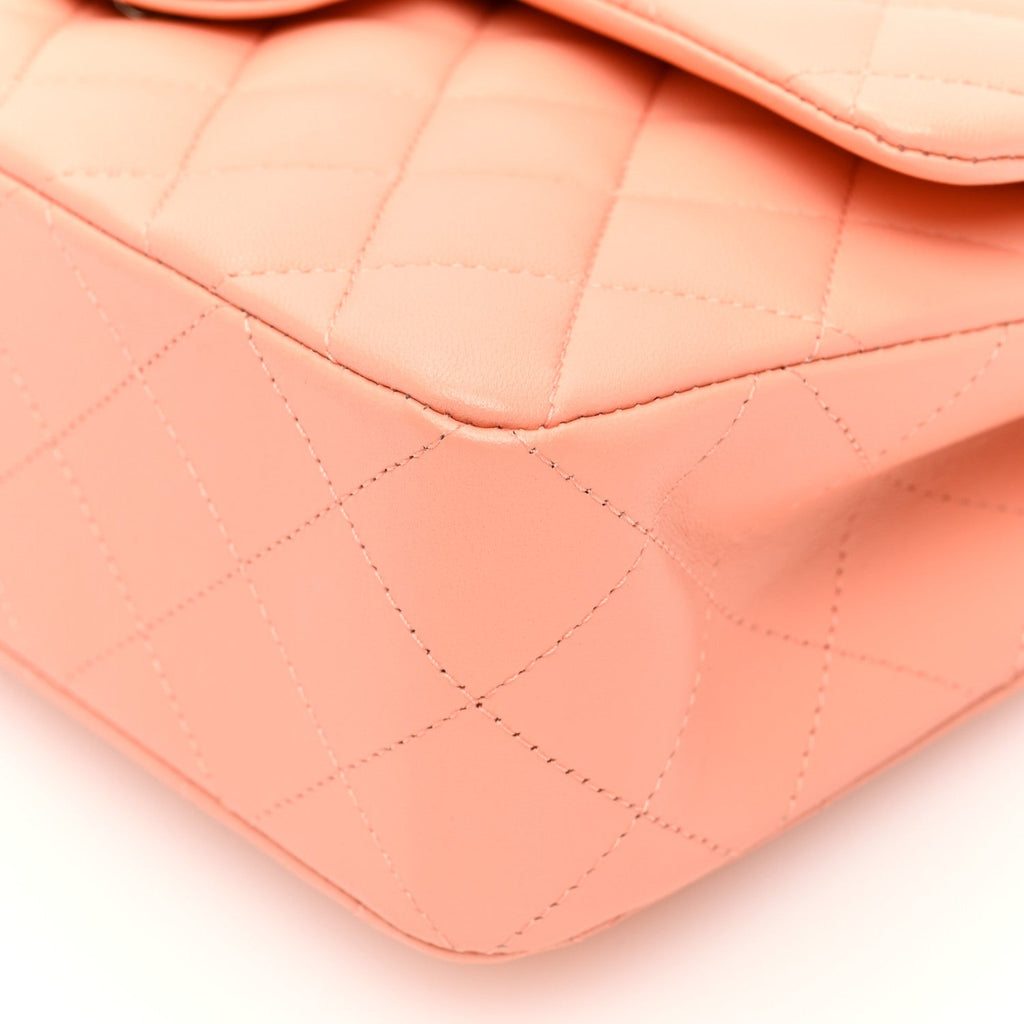 Lambskin Quilted Small Double Flap Light Orange