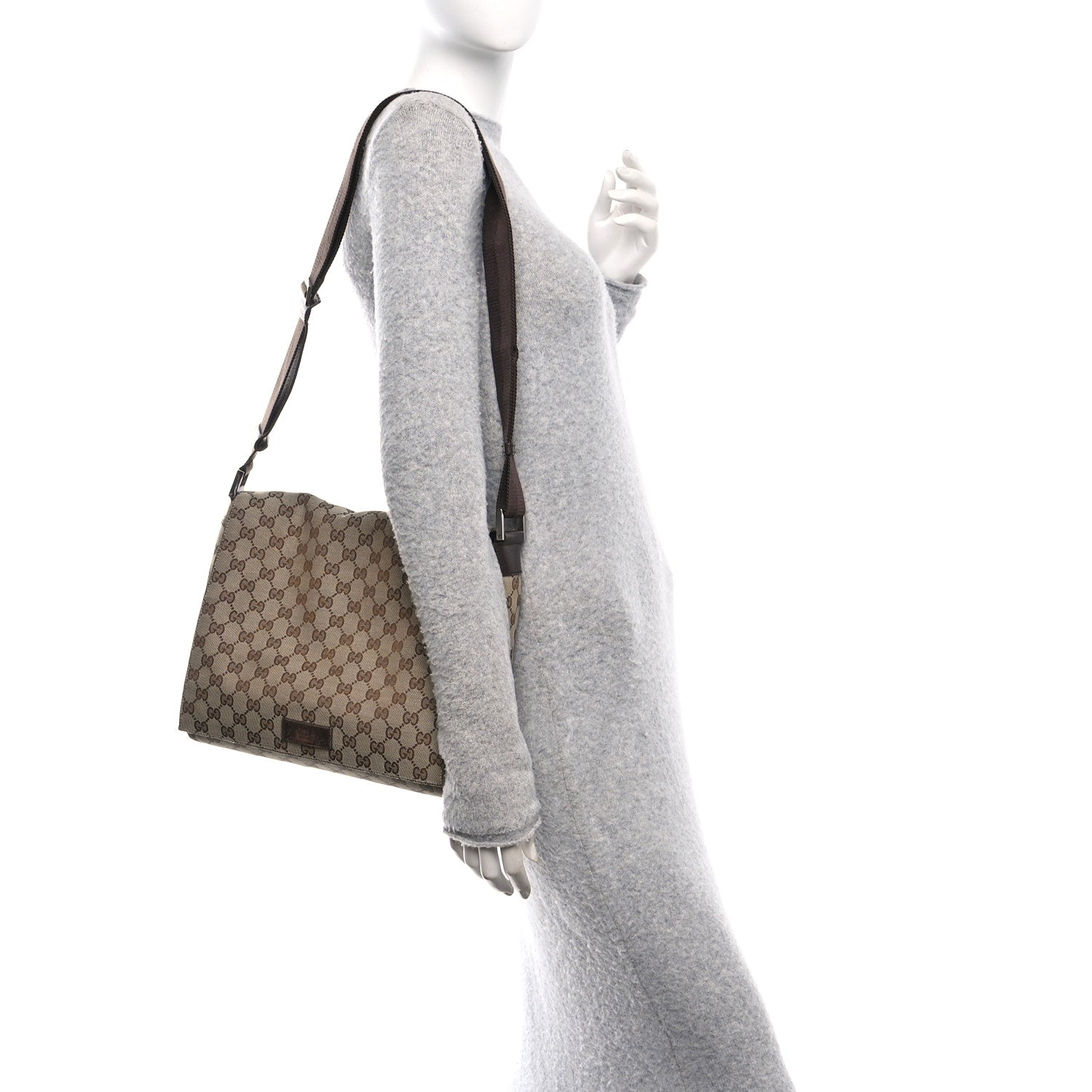 Monogram Small Flap Messenger Bag Beige Dark Brown