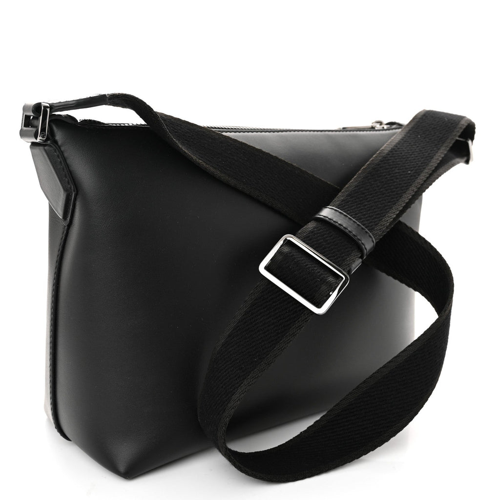 DOLCE GABBANA Calfskin Embossed DG Logo Shoulder Bag Black