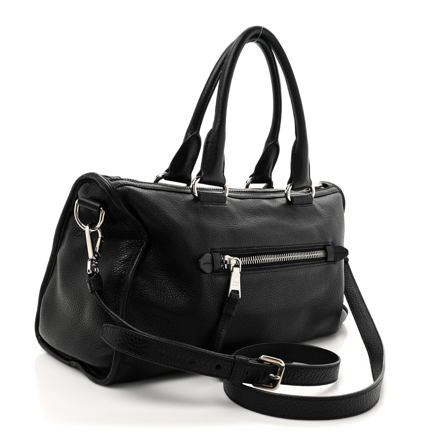 Vitello Phenix Shopping Satchel Black