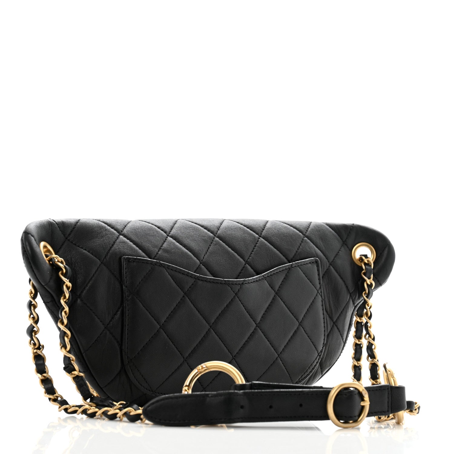 Lambskin Quilted All About Chains Waist Belt Bag Black