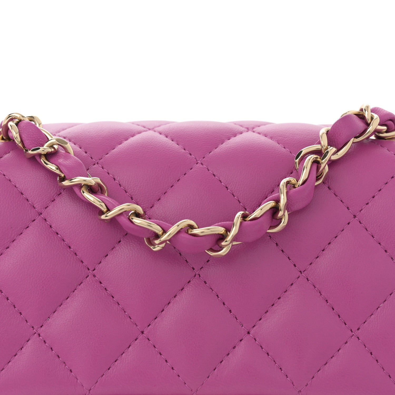 Lambskin Quilted Mini Square Flap Purple