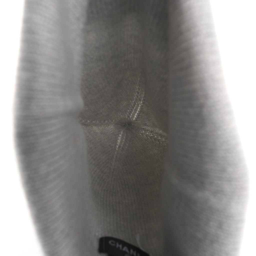 Cashmere Crystal CC Heart Beanie Hat Light Grey