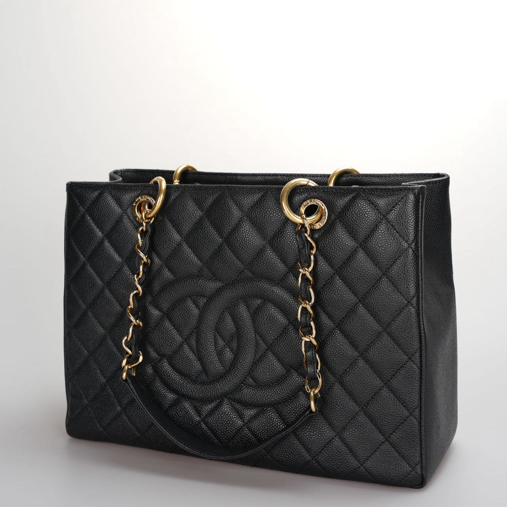 Chanel Black Grand Shopping Tote GST Bag in Caviar Leather with Gold Hardware