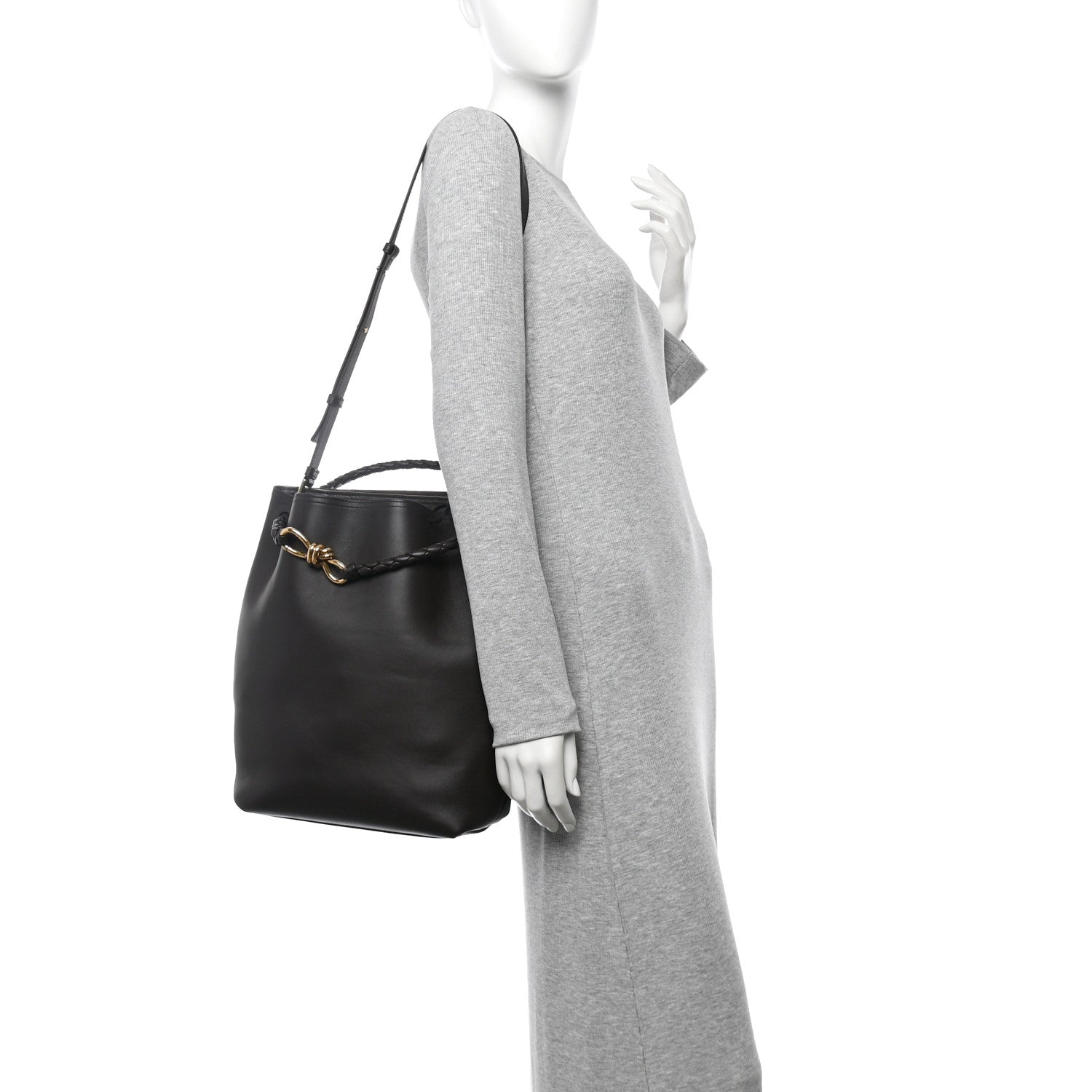 Silky Calfskin Small Andiamo Bucket Bag Fondant