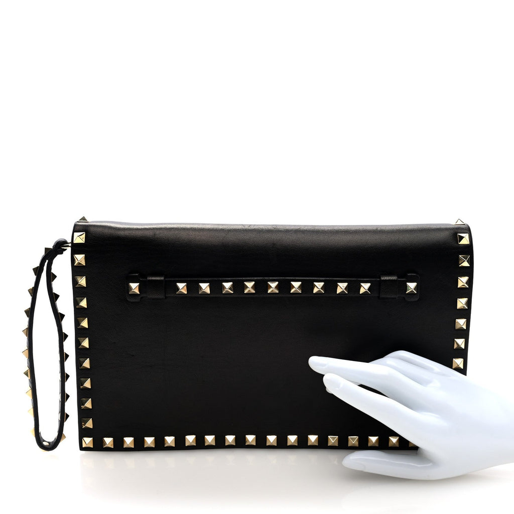 Nappa Rockstud Wristlet Clutch Black