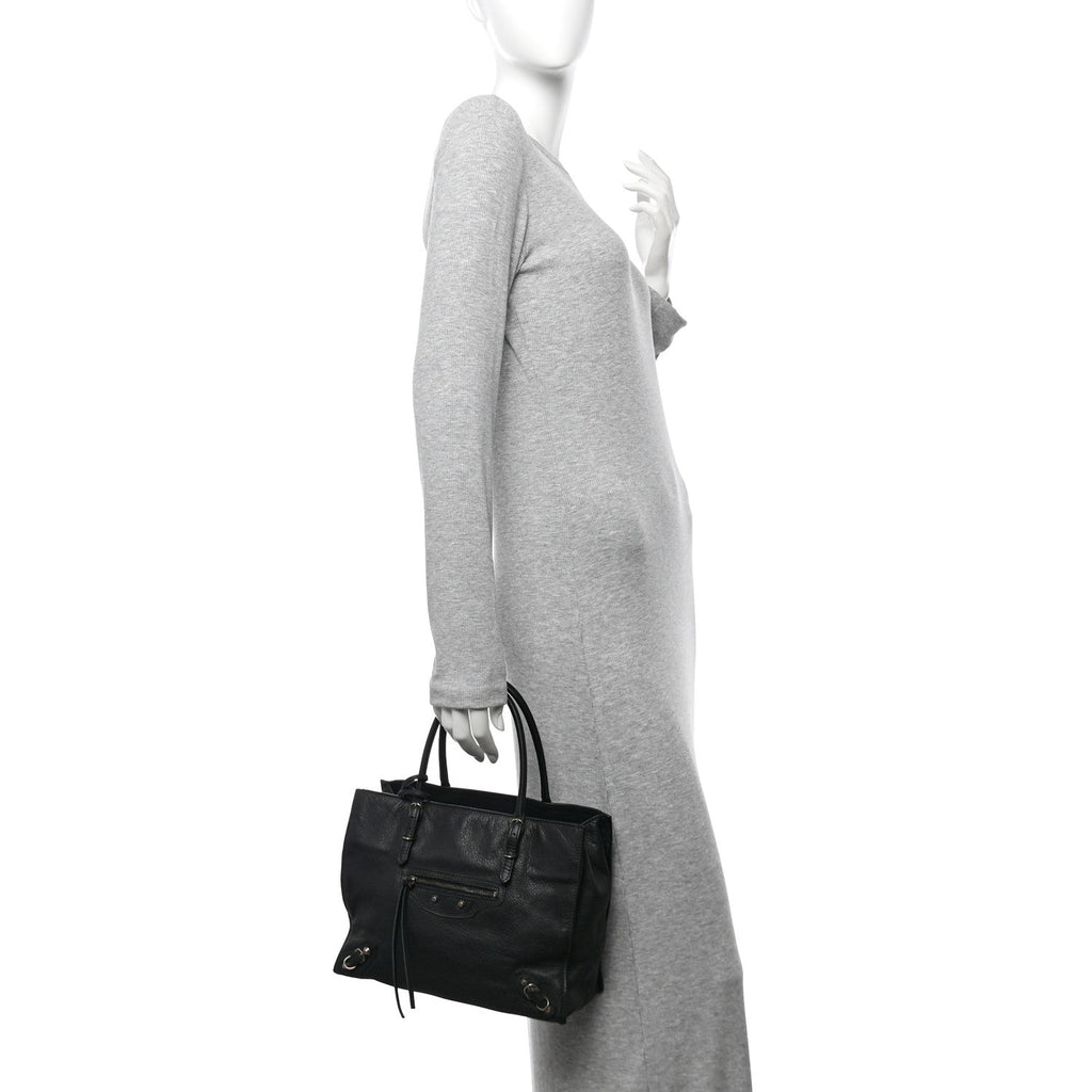 Veau Souple Mini Papier Tote Black