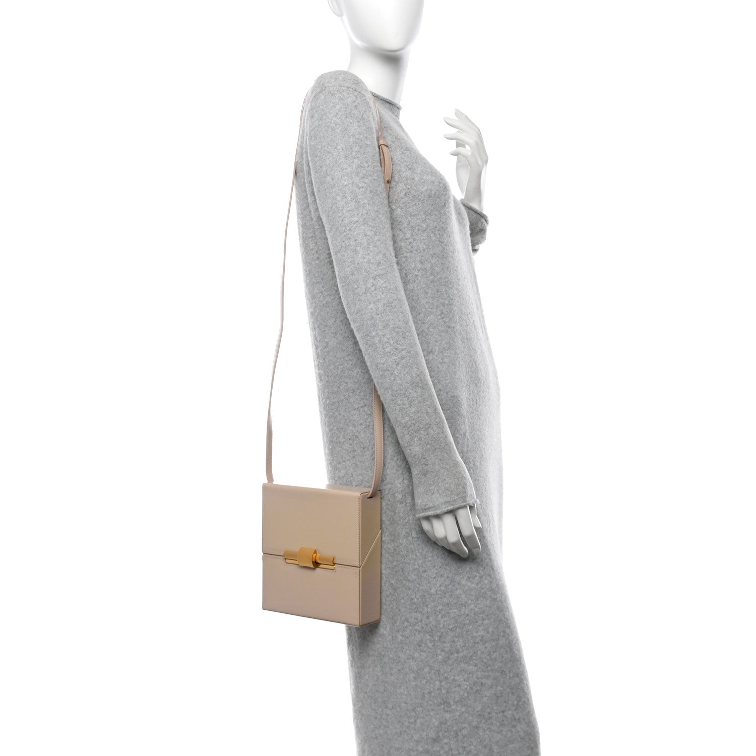 Calfskin Daisey Box Clutch  Beige