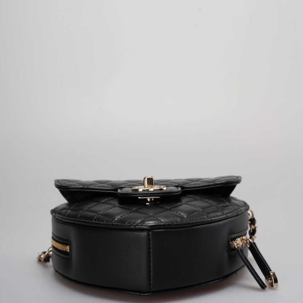 Chanel Large Heart Bag In Black Quilted Lambskin Leather