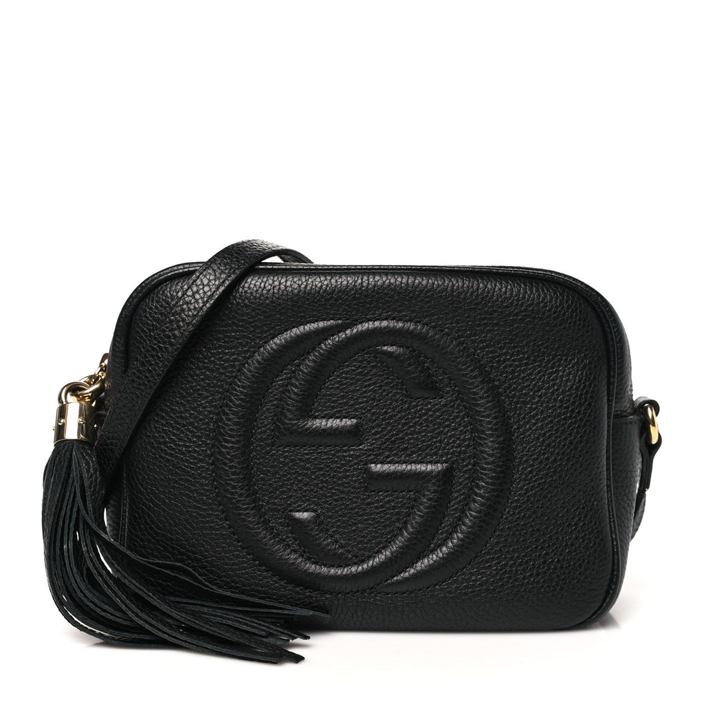 Pebbled Calfskin Small Soho Disco Bag Black