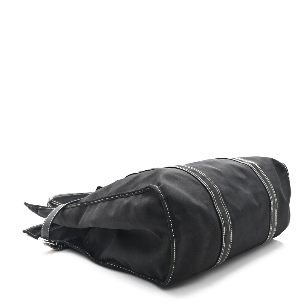 Canvas Calfskin Rockstud Large Tote  Black