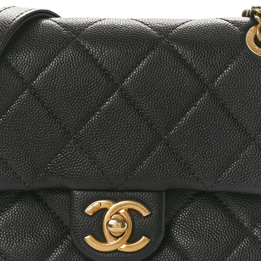Caviar Quilted Small Chain Flap Black