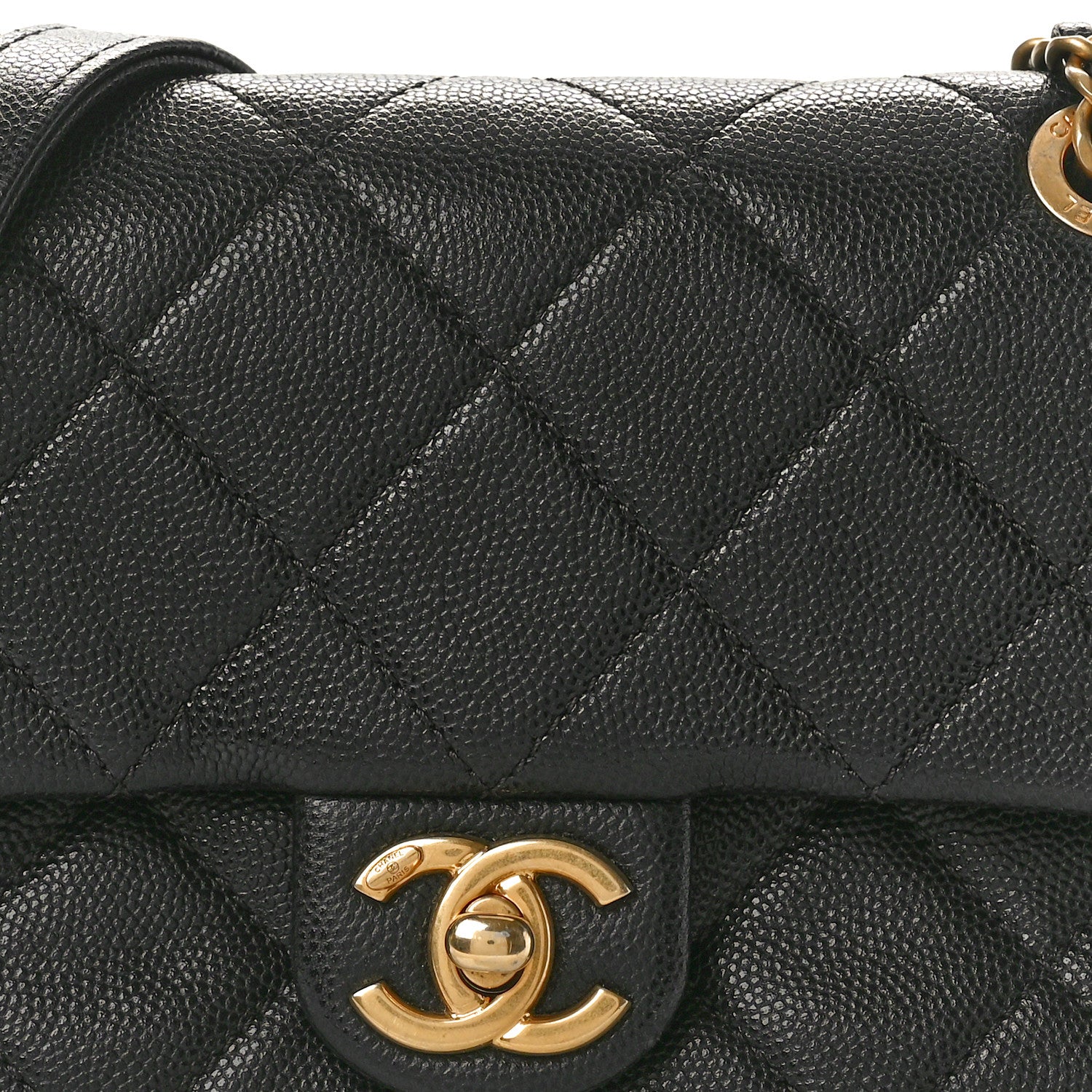 Caviar Quilted Small Chain Flap Black