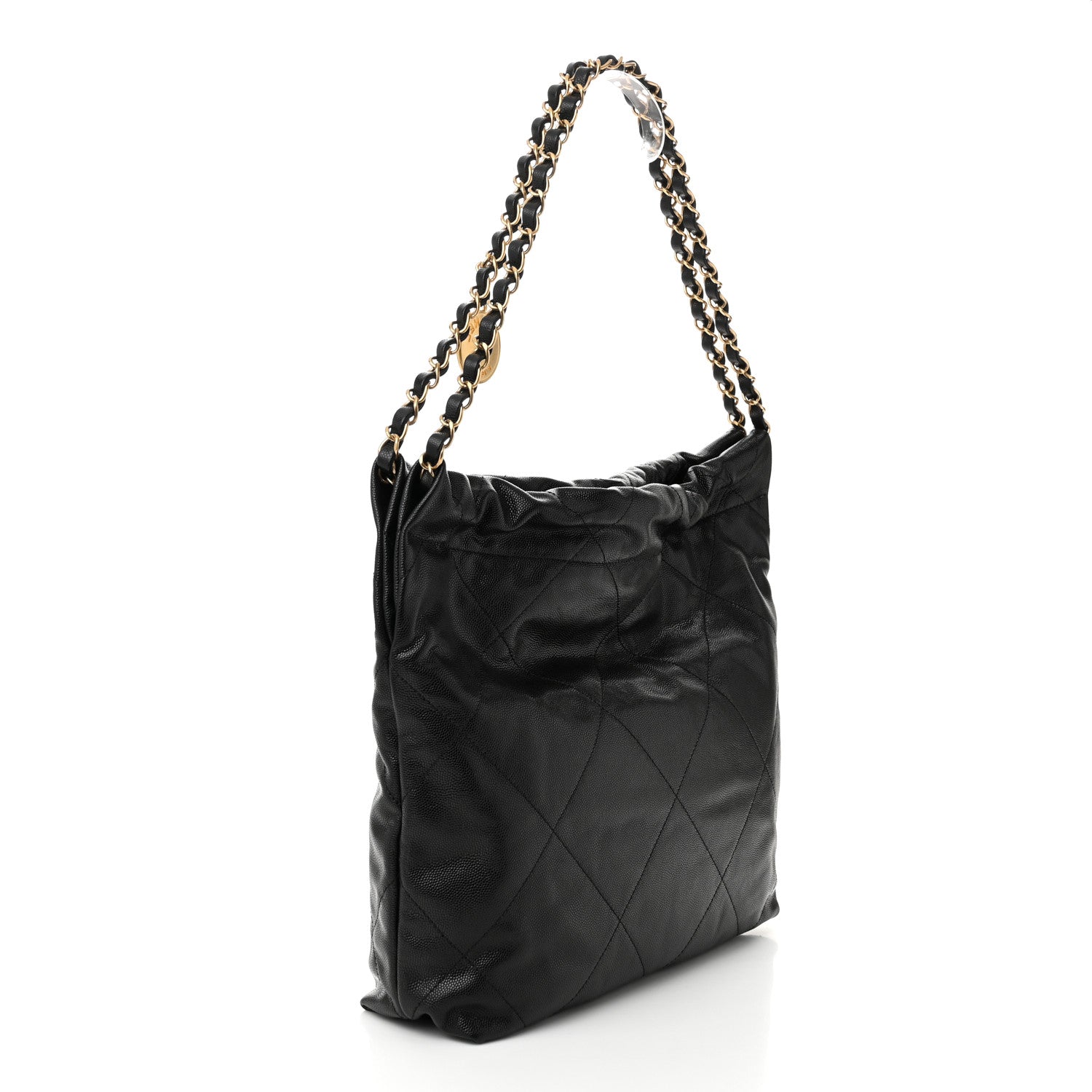 Shiny Caviar Quilted Monochrome Small Chanel 22 Black