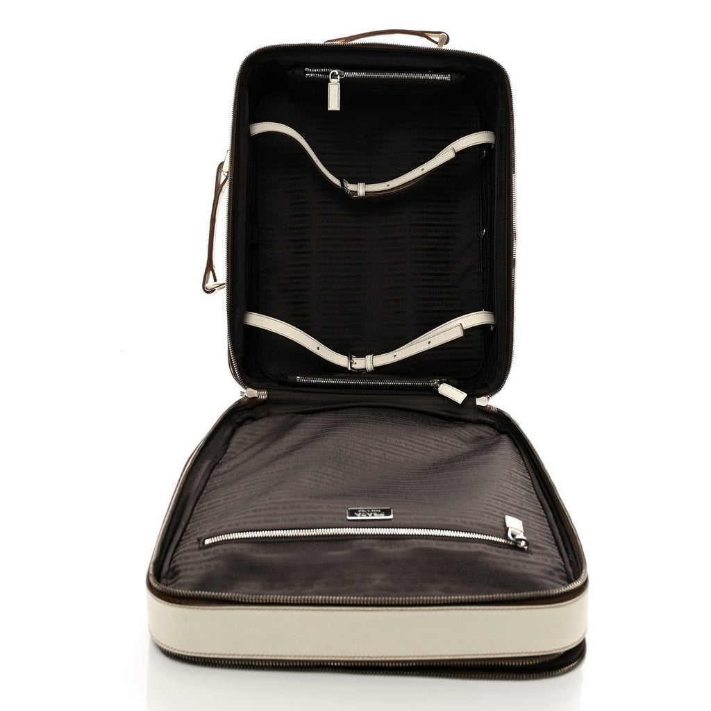 Saffiano Travel Trolley Luggage White