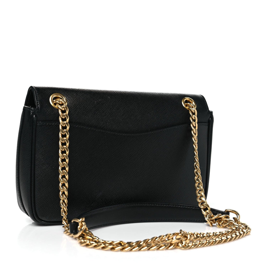 Saffiano Flap Shoulder Bag Black