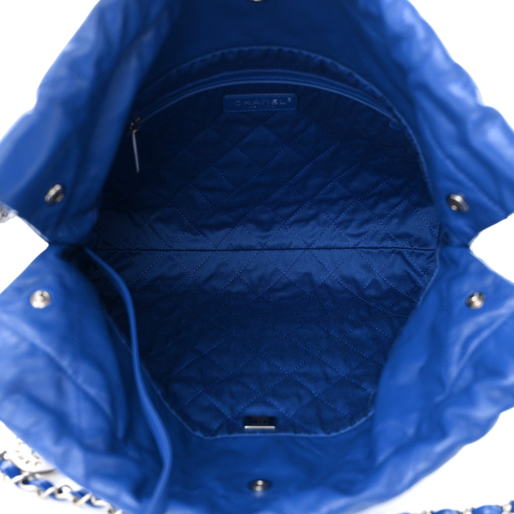 Shiny Calfskin Quilted Small Chanel 22 Dark Blue