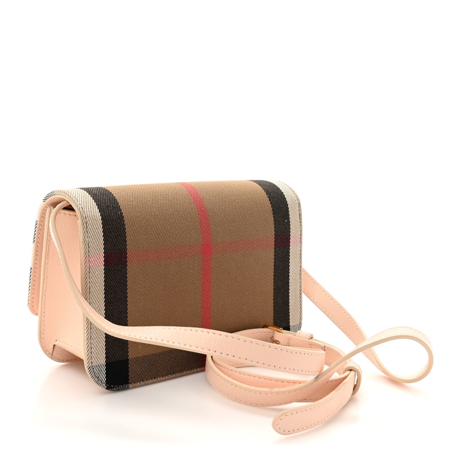 Grained Calfskin House Check Small Madison Shoulder Bag Pale Cameo
