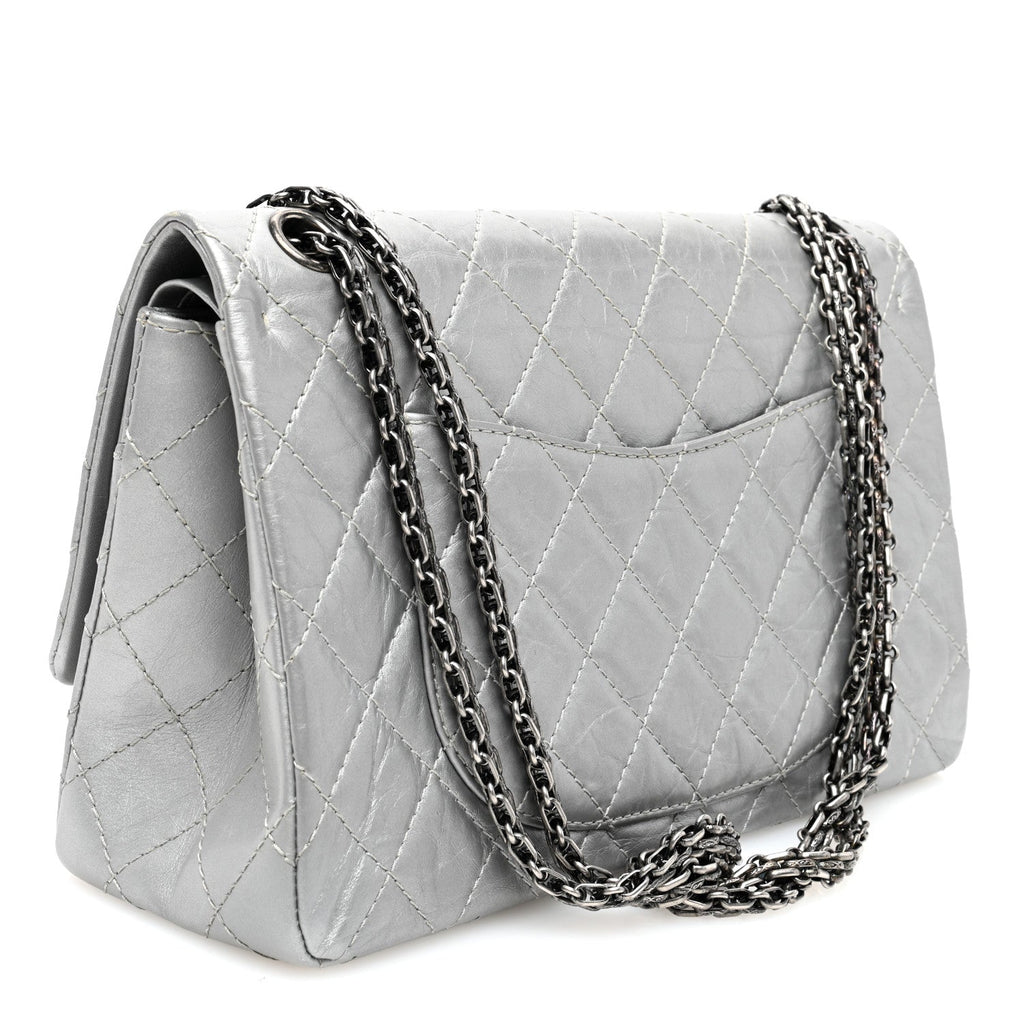 Metallic Aged Calfskin Quilted 2.55 Reissue 226 Flap Silver