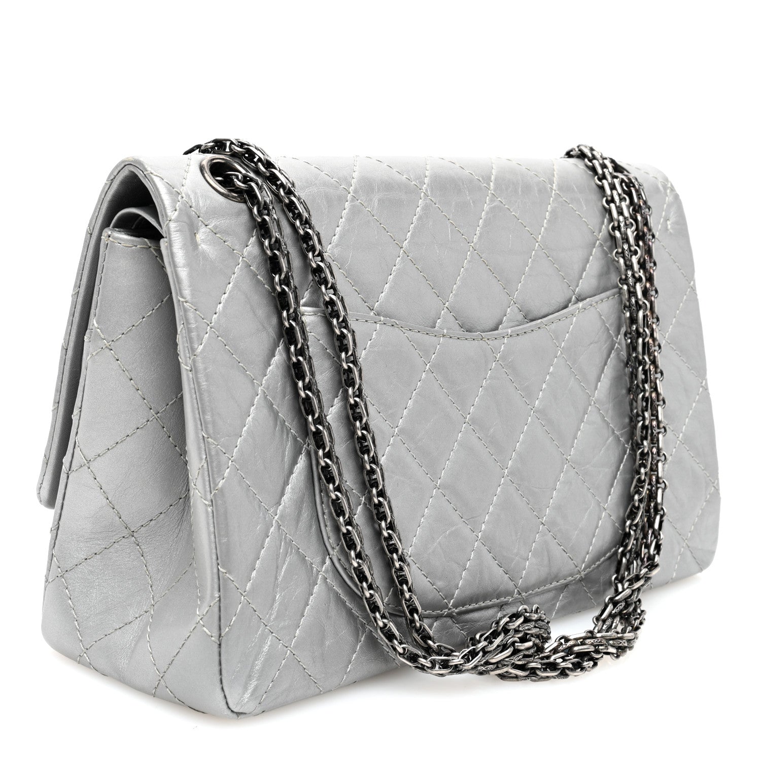 Metallic Aged Calfskin Quilted 2.55 Reissue 226 Flap Silver
