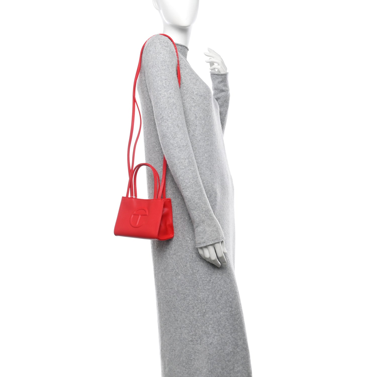 Vegan Leather Small Shopping Bag Red