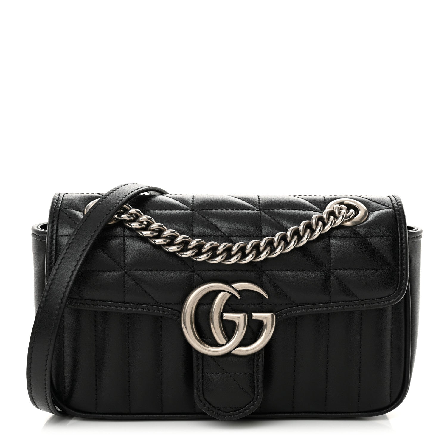 Calfskin Matelasse Aria Mini GG Marmont Shoulder Bag Black