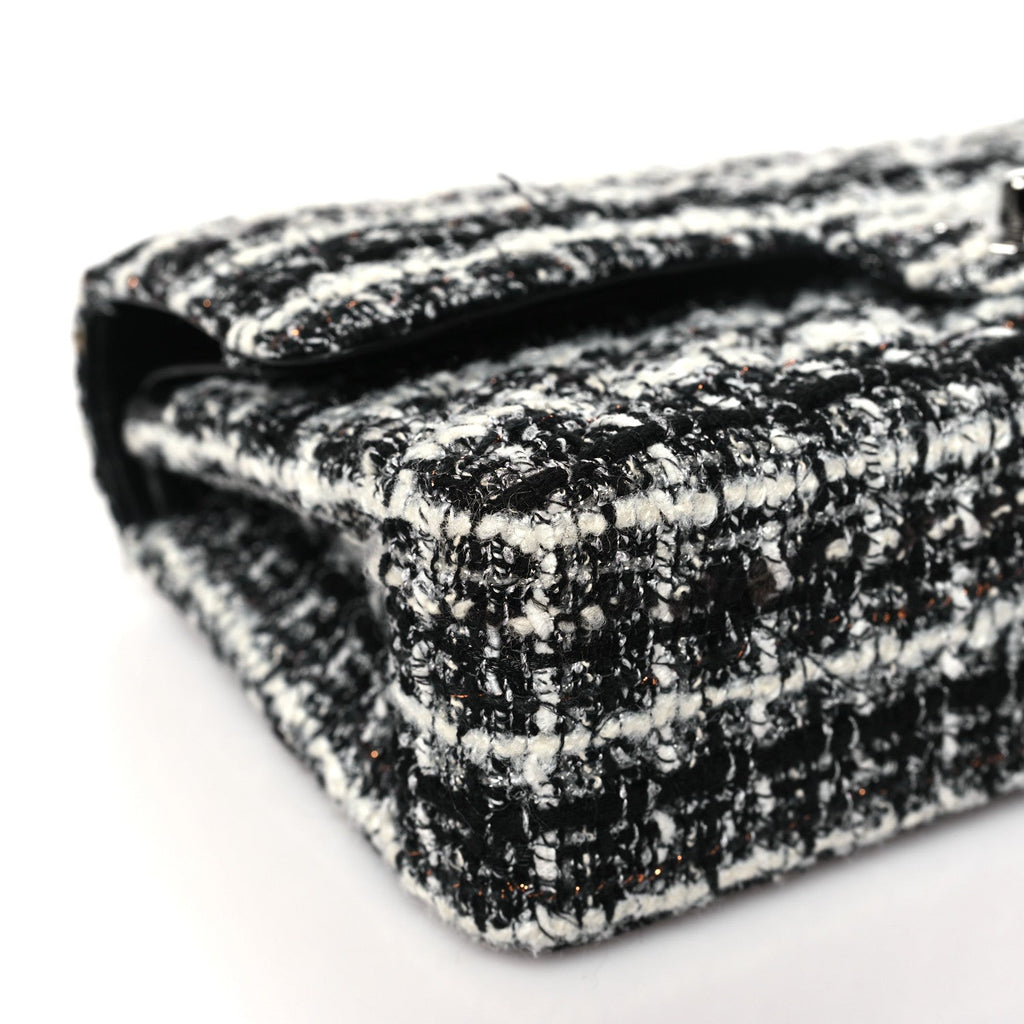 Tweed Quilted Medium Double Flap Black