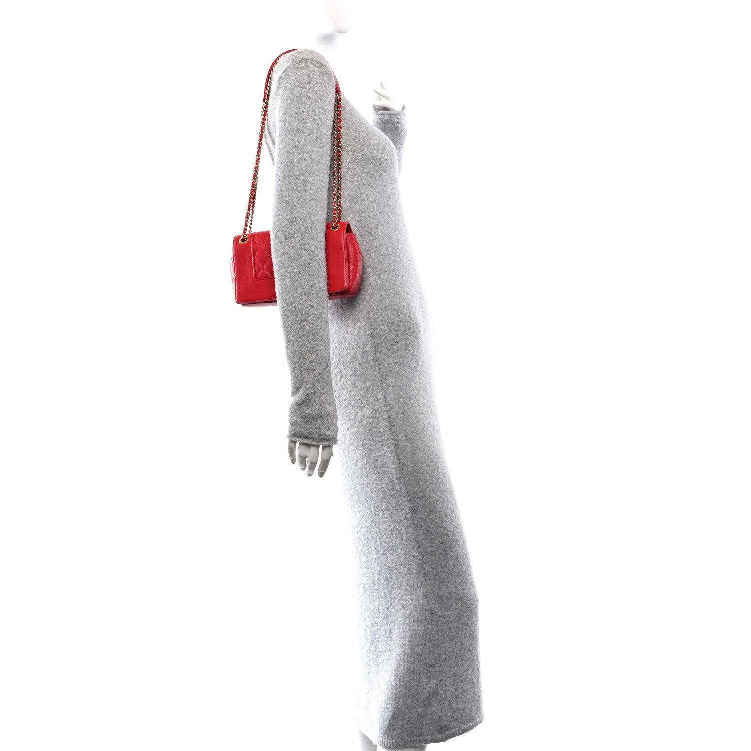 Sheepskin Quilted Medium Vintage Mademoiselle Flap Red