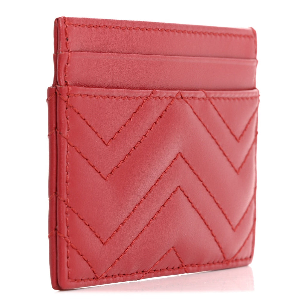 Calfskin Matelasse GG Marmont  Holder Hibiscus Red