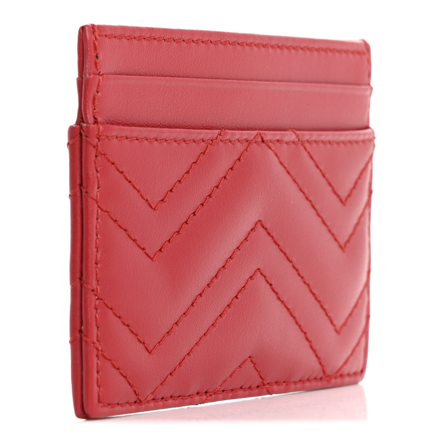 Calfskin Matelasse GG Marmont  Holder Hibiscus Red