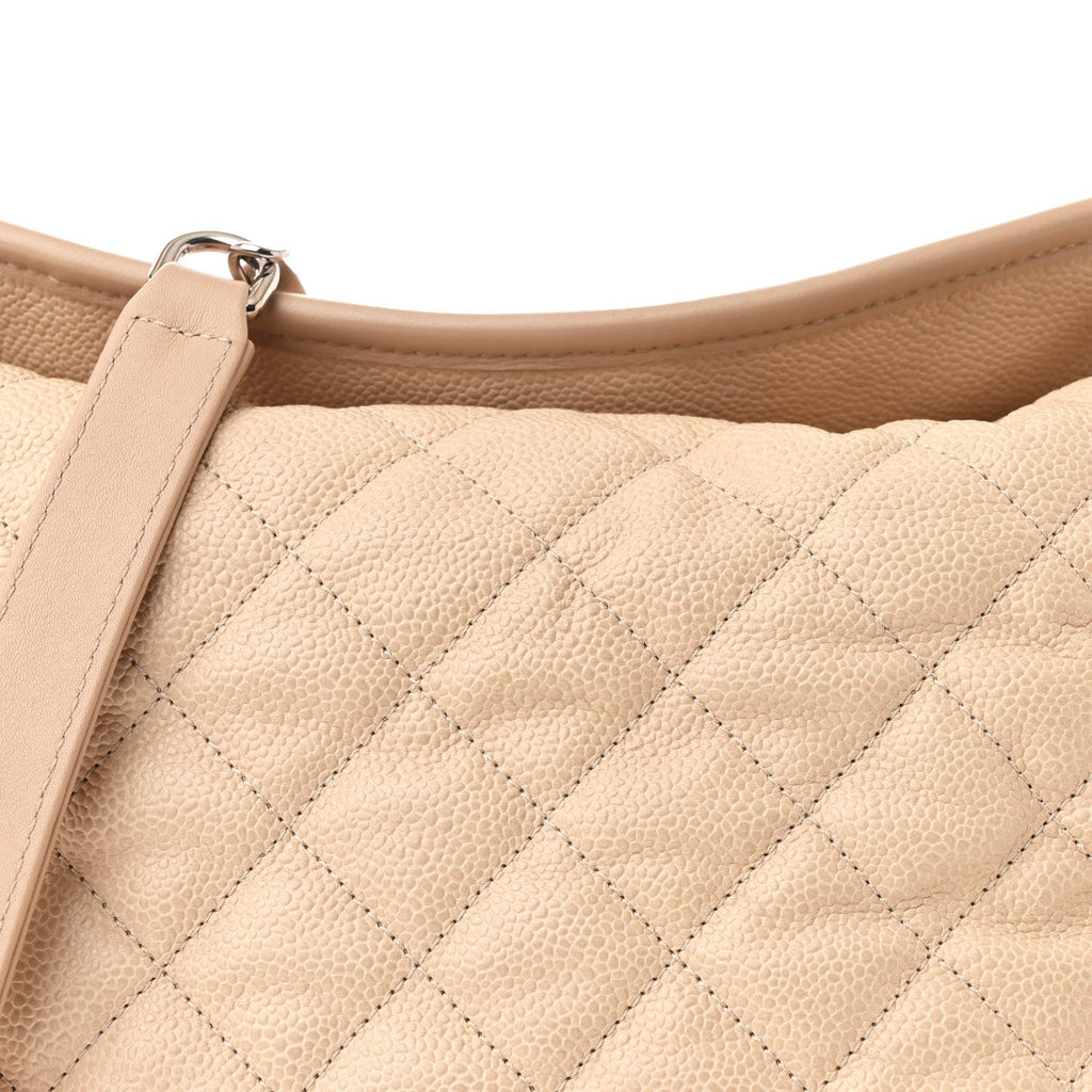 Caviar Quilted French Riviera Hobo Beige