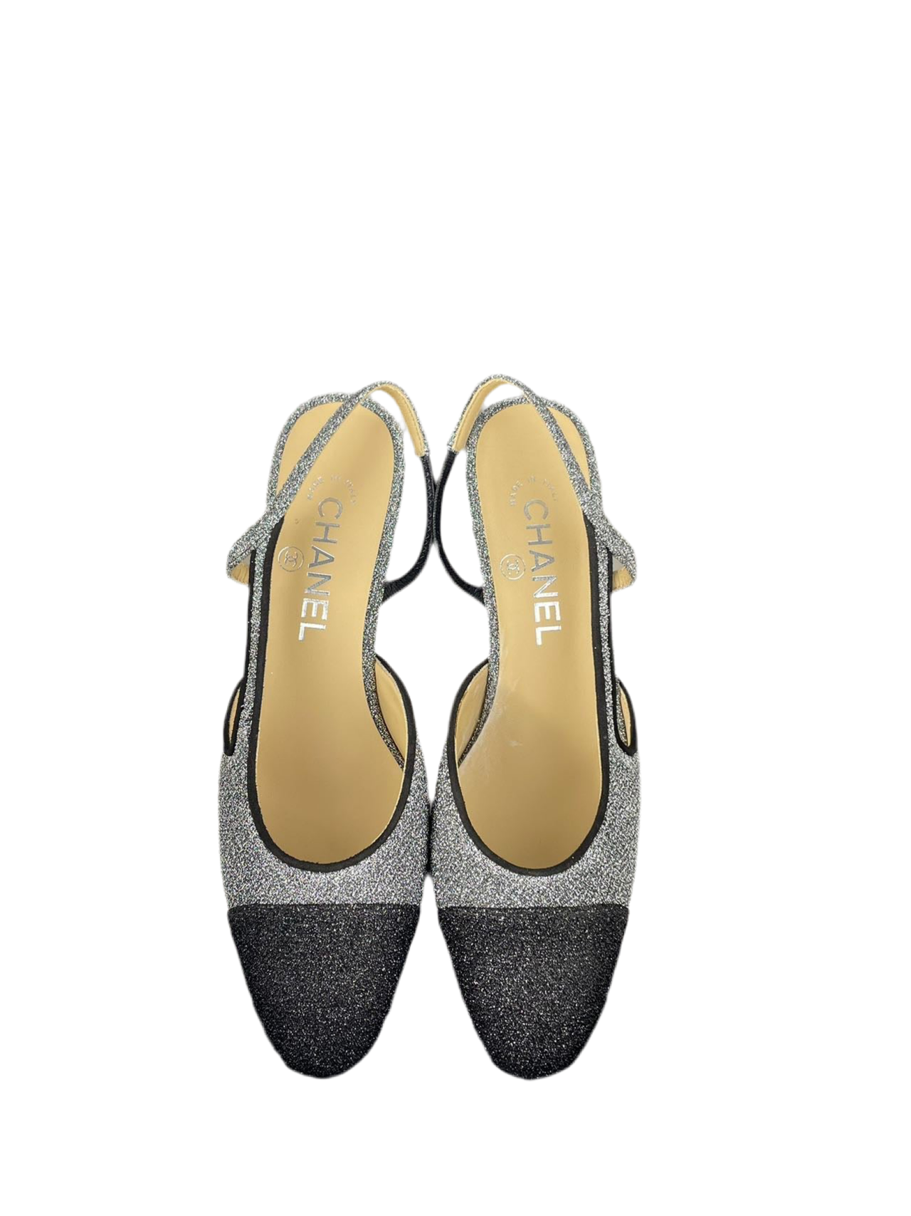 Chanel Glitter Slingback Pumps with CC Logo 37 Limited Edition