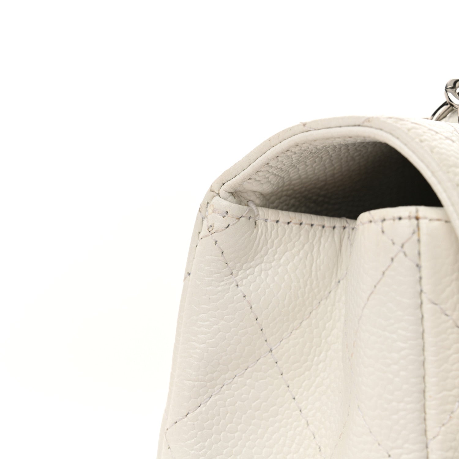 Caviar Quilted Jumbo Single Flap White