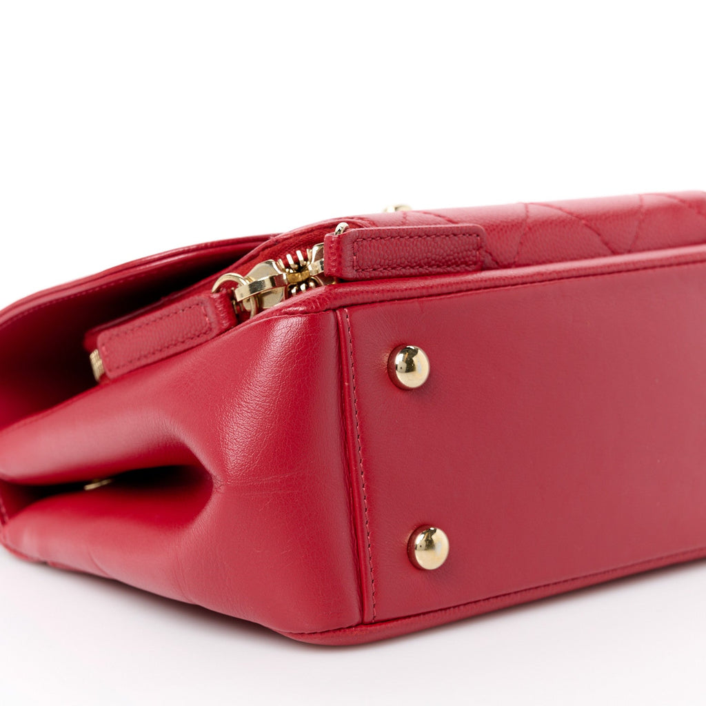 Caviar Quilted Small Business Affinity Flap Red