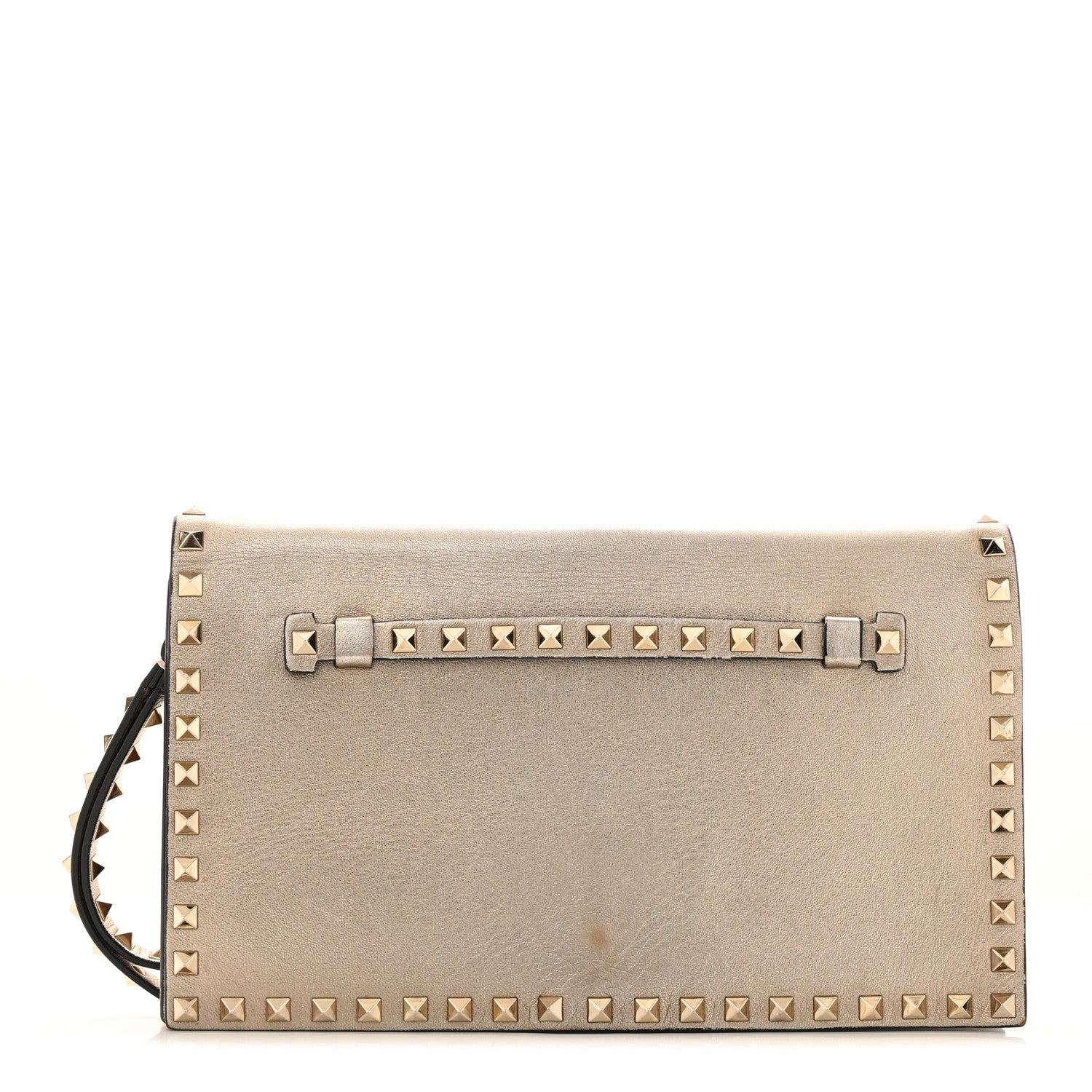 Metallic Nappa Rockstud Wristlet Clutch  Gold