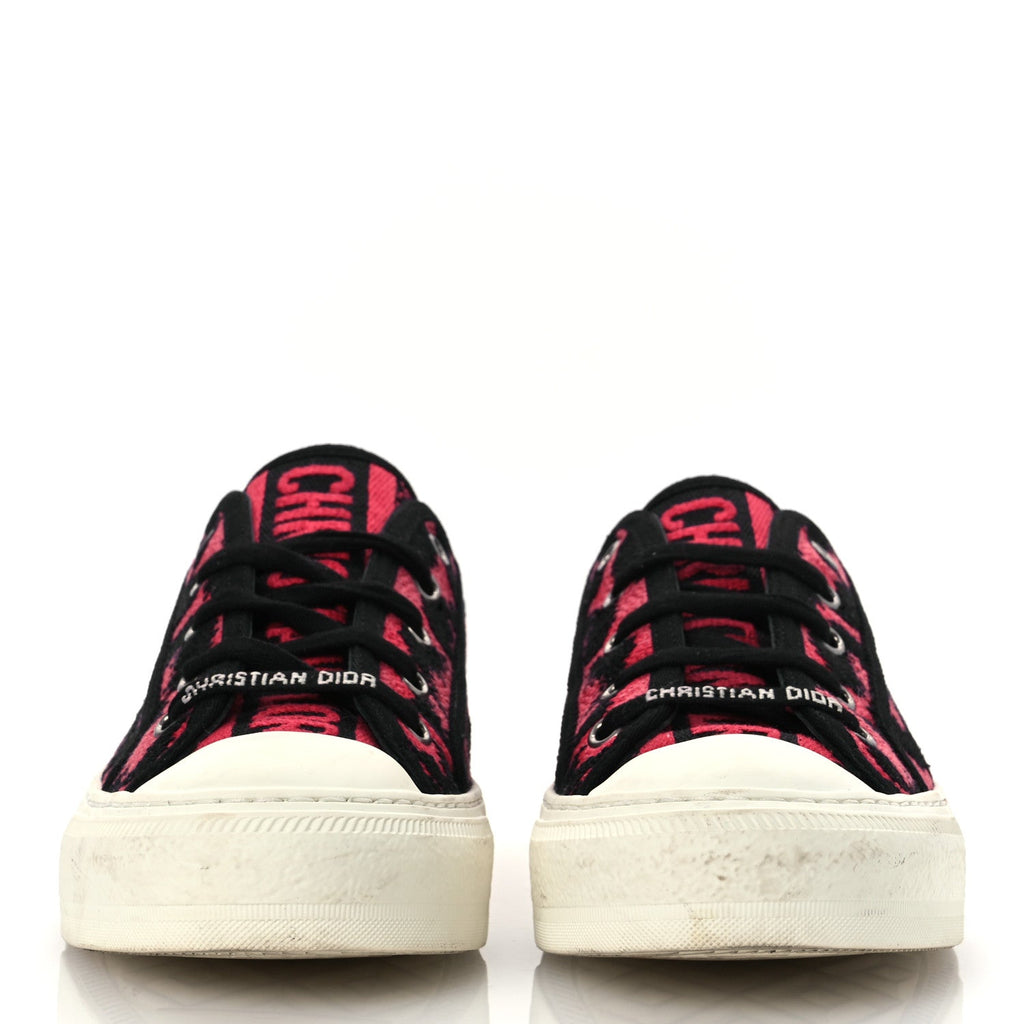 Canvas Leopard Embroidered Womens Walk N Dior Low Top Sneakers 37.5 Framboise