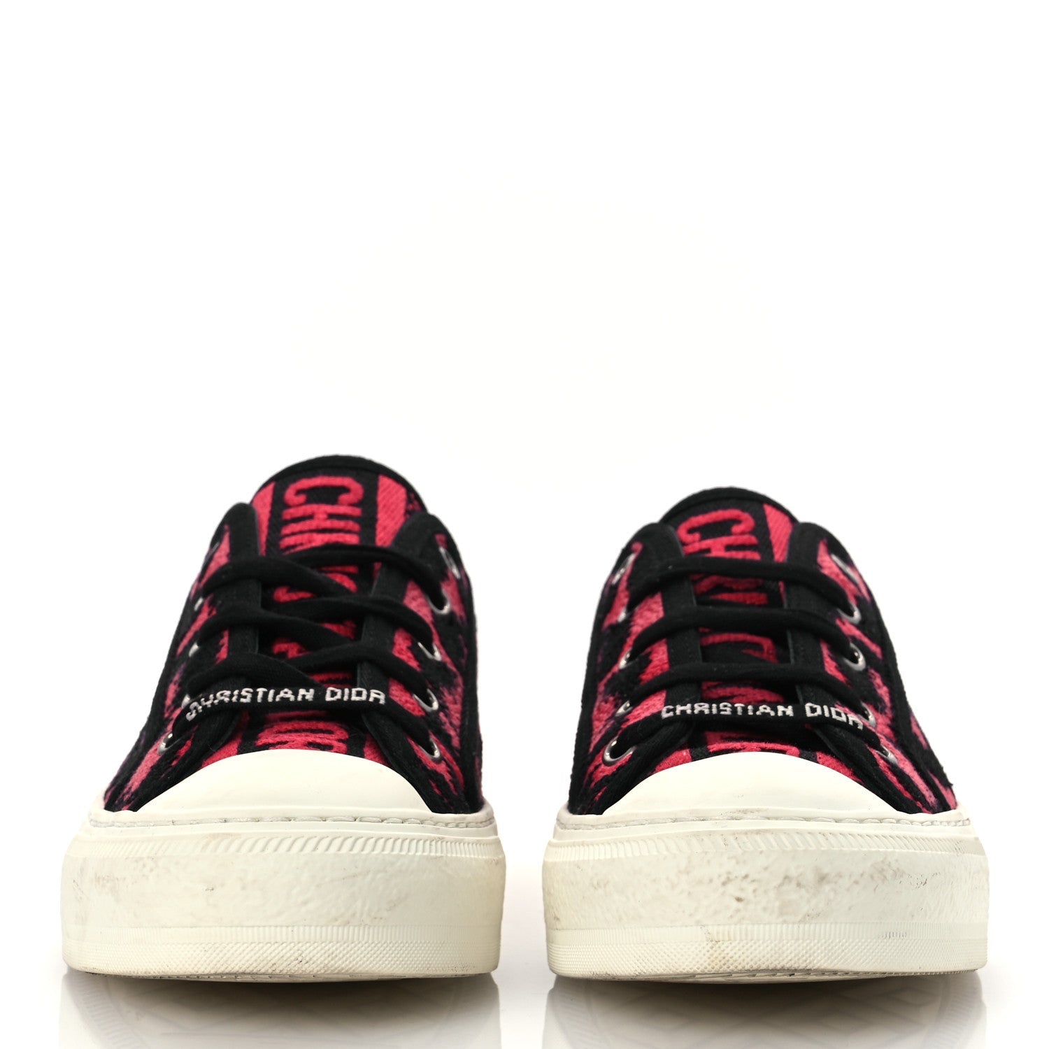Canvas Leopard Embroidered Womens Walk N Dior Low Top Sneakers 37.5 Framboise